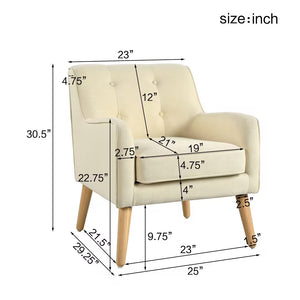 English Elm Christopher Knight Home® - Mid-Century Tufted Armchair with Solid Wood Legs, Ergonomic Foam Seating & Stain-Resistant Fabric Finish Beige N767P257565B