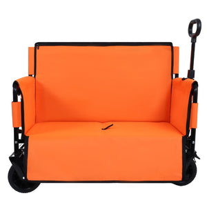 English Elm 3-in-1 Convertible Folding Wagon with Bench Seat Steel Frame 500lb Capacity Orange W2932P283542