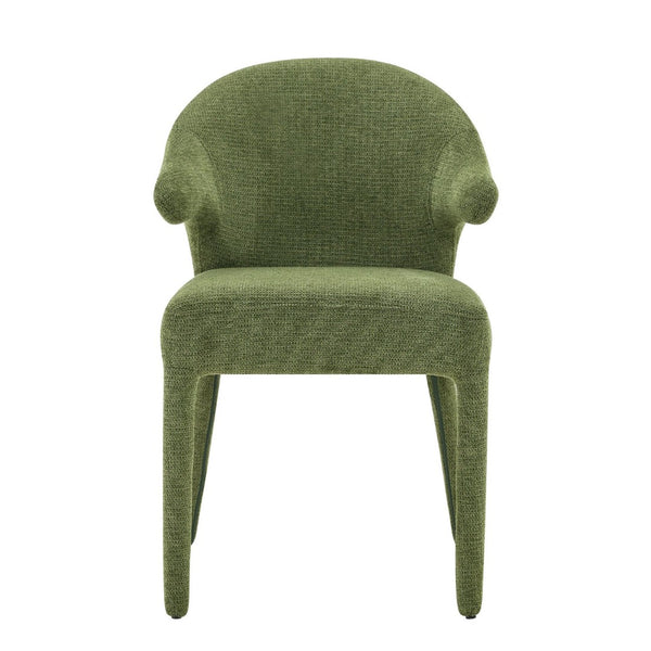 English Elm Modern Chenille Linen Accent Chair Sculptural Hollow Back Swivel Seat for Dining Vanity Green W3493P456222