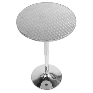 English Elm Bistro Adjustable Round Bar Table In Silver - Modern Swirl Aluminum Top & Chrome Base For Flexibility B202P223297