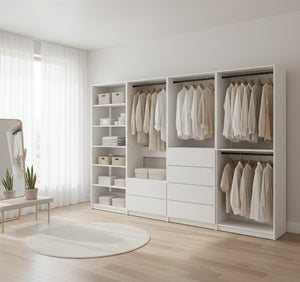 English Elm Prosper Freestanding Walk-In Wood Closet System - Stylish, Durable Storage For Modern Spaces Today! B040S00148-GIGA