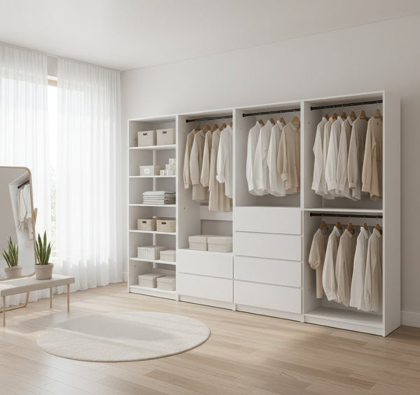 English Elm Prosper Freestanding Walk-In Wood Closet System - Stylish, Durable Storage For Modern Spaces Today! B040S00148-GIGA