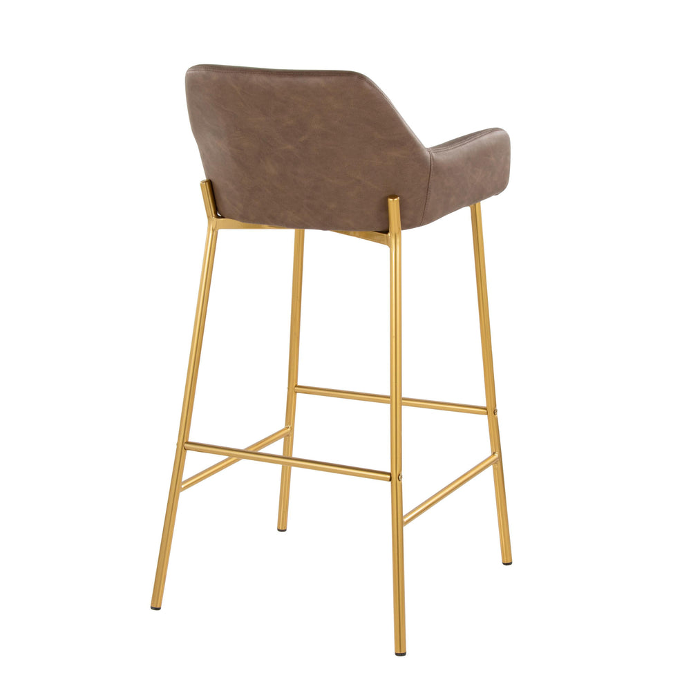 English Elm Daniella 30" Fixed-Height Barstool Set In Luxe Espresso Faux Leather & Glam Gold Metal Frame, 2 Pcs B202S00549