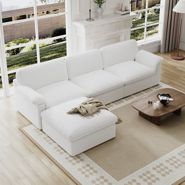 English Elm Cloud Modular Sectional Sofa - Plush Down-Filled Comfort With Washable Chenille Covers & Storage T3966S00001
