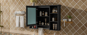 English Elm 3-in-1 Wall Mounted Bathroom Medicine Cabinet with Soft Close Mirror and Towel Bar Black N710P358613B