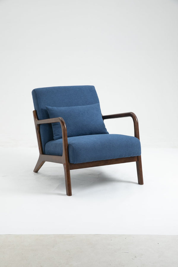 English Elm Mid Century Modern Upholstered Accent Chair Natural Wood Frame with Lumbar Cushion Support W2530P407181