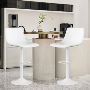 English Elm Bar Stools Set Of 2 - Modern Pu Leather Adjustable Swivel Counter Height Stools For Stylish Spaces T3950P399120