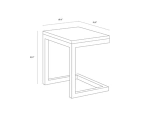 Sunpan Geneve C-Shaped End Table - Durable Solid Teak Wood & Powder Coated Aluminum for Outdoor Elegance