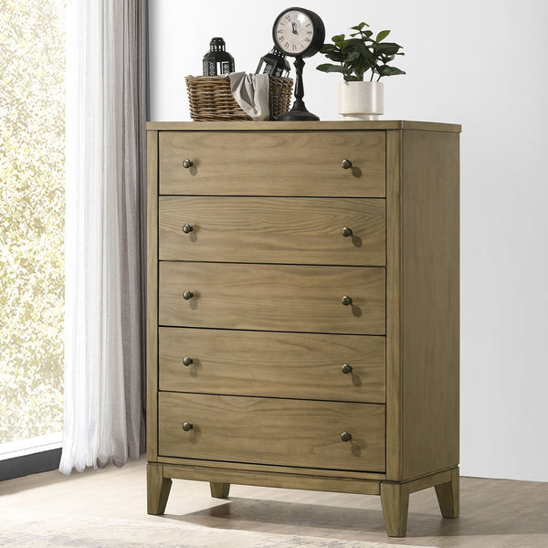 English Elm Menlo Natural Pine 5-Drawer Chest - Solid Wood Storage Solution For Modern And Rustic Bedrooms B062P378396