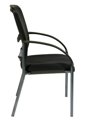 OSP Home Furnishings Progrid® Mesh Back Stackable Visitors Chair with Lumbar Support for Office Reception Coal 85670-30