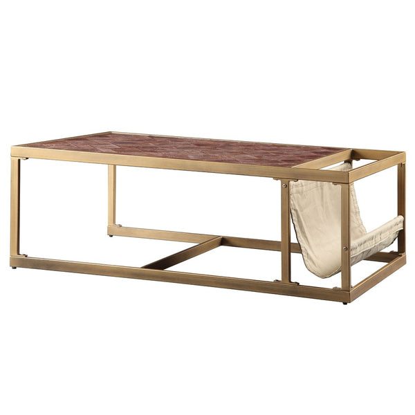 English Elm Retro Brown Coffee Table With Integrated Magazine Holder - Stylish, Durable, And Functional Design B062P209086-GIGA