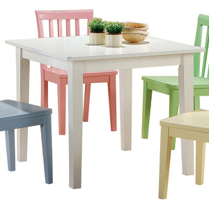 English Elm Rory Multi-Color 5-Piece Kids Table and Chairs Set — Vibrant Slat-Back Design, Durable Hardwood Playroom Fun B062P344900