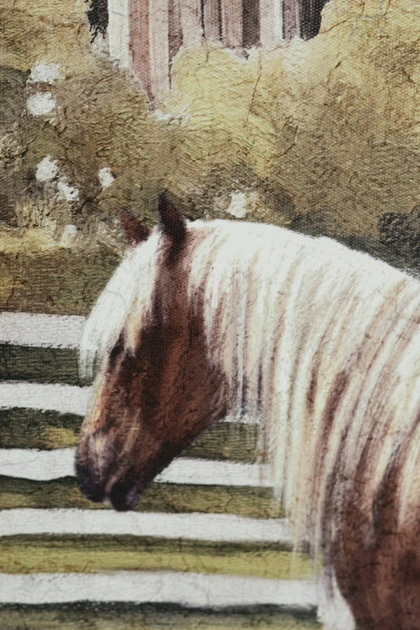 English Elm 59.1x47.2" Oversized Pastoral Canvas Art Rustic Barn Horse Scene for Farmhouse Walls W2078P481779
