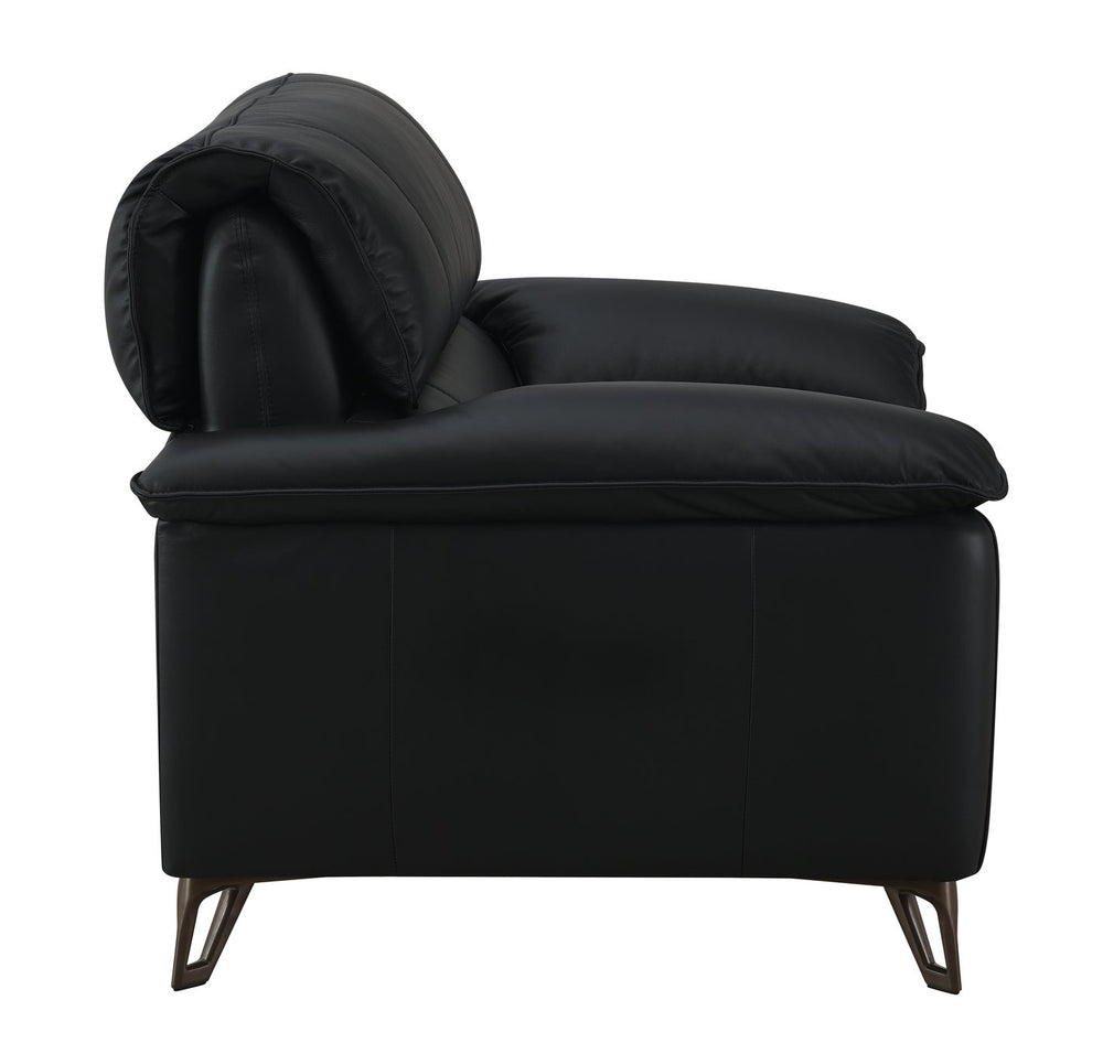 English Elm Eilene Oversized Black Top Grain Leather Chair – Plush Feather-Down Cushions, KD Aluminum Legs Elegance B2726P247228