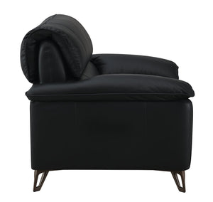 English Elm Eilene Oversized Black Top Grain Leather Chair – Plush Feather-Down Cushions, KD Aluminum Legs Elegance B2726P247228