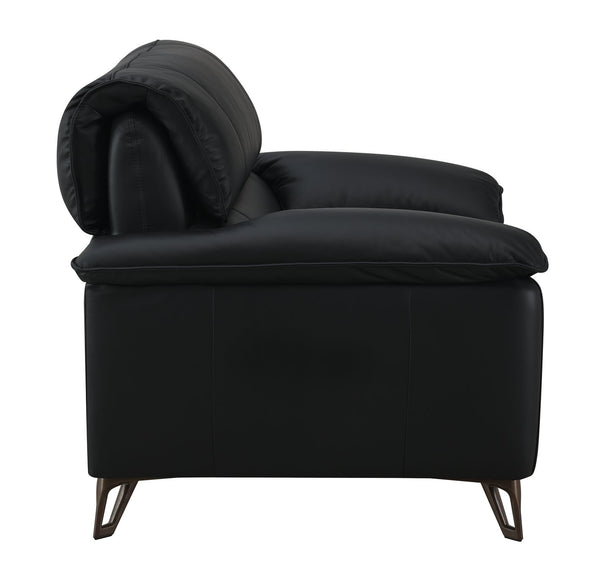 English Elm Eilene Oversized Black Top Grain Leather Chair – Plush Feather-Down Cushions, KD Aluminum Legs Elegance B2726P247228