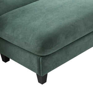 English Elm 83" Sectional Sofa with Hidden Storage, Movable Ottoman Bed, Ergonomic Curved Arms & Six Pillows Green N719S001960F