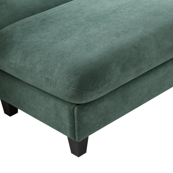 English Elm 83" Sectional Sofa with Hidden Storage, Movable Ottoman Bed, Ergonomic Curved Arms & Six Pillows Green N719S001960F