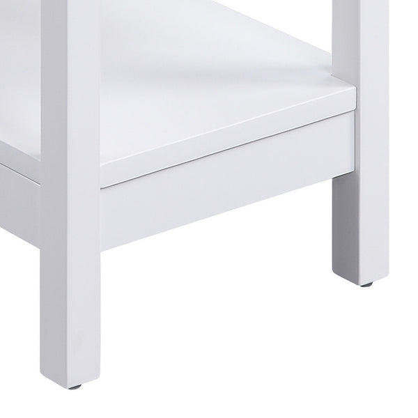 English Elm White 3-shelf Side Table with Drawer, Adjustable Shelf & USB Charging Dock for Living Room Charm B062P186479
