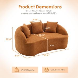 English Elm Ly-049s Curved Chenille Loveseat with Boneless Frame for Modern Living Spaces Orange W2231P402439