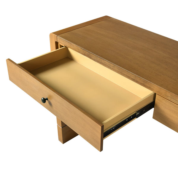 English Elm TREXM Curved Console Table with Storage and 2 Drawers – Farmhouse Rustic Entryway Organizer, 56" Natural N715P244723D