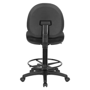 OSP Home Furnishings Sculptured Ergonomic Drafting Chair with Pneumatic Lift Upholstered Seat Lumbar Back Black DC550-231