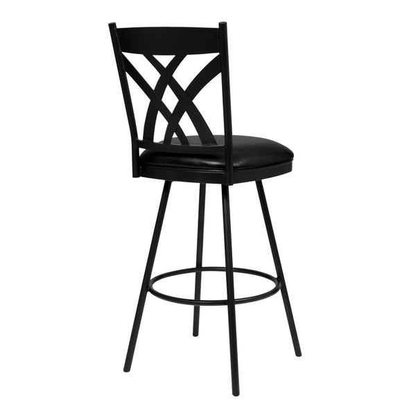 English Elm Dover Mid-century Counter Stool with Tall Back Swivel Seat and Faux Leather Cushion Black B2736P464873