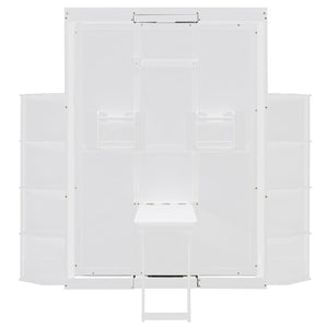 English Elm Rotating Murphy Wall Bed with Convertible Desk Dual Side Shelves Full Size Mdf Cabinet White LP000961AAK