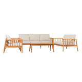 Circa Modern Contemporary Modern Outdoor Spindle Style 5 Piece Chat Set - Natural