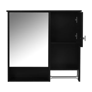 English Elm 29'' Modern Wall Mounted Medicine Cabinet with Mirror, Spacious Adjustable Shelves, Towel Bar and Durable MDF Finish Black N710P209440B