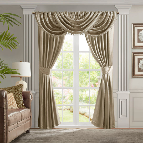 JLA Home Croscill Classics - Waterfall Avignon Satin Valance with Decorative Trim, Lightweight Silk-Like Sheen for Elegant Windows CCL40-0046
