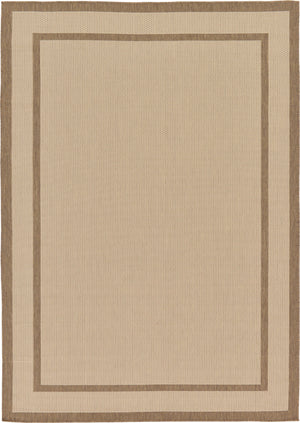 Unique Loom Outdoor Border Border Machine Made Border Rug Beige, Beige/Brown 7' 1" x 10' 0"