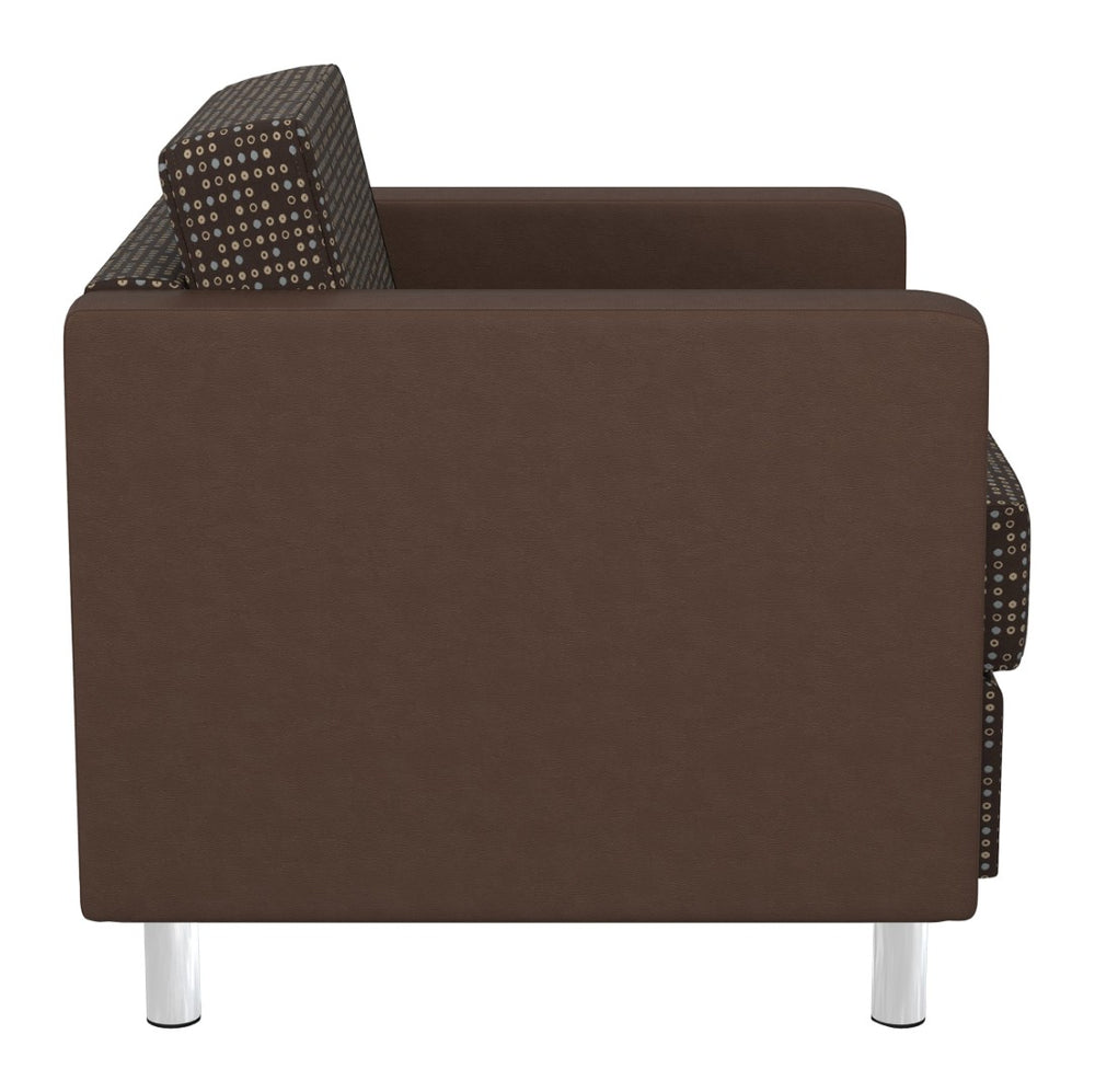 OSP Home Furnishings Pacific Contemporary Club Armchair with Vinyl Upholstery and Polished Chrome Legs for Lounges PAC51-K104/R102