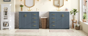 English Elm 72'' Modern Blue Bathroom Vanity With Ceramic Sink, Soft-Closing Drawers & Solid Wood Frame Storage N710SS00013C