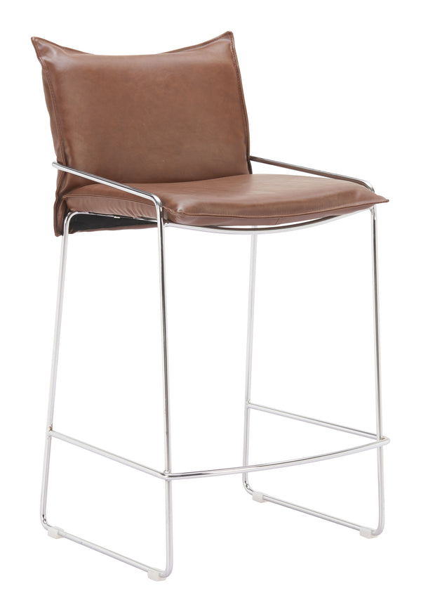 Zuo Modern Pola Counter Stool - Modern Design With High-quality Poly Linen And Chromed Steel For Stylish Seating Brown 100% Polyurethane,Plywood,Steel 110873-zuo-modern