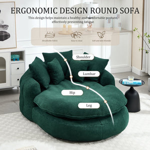 English Elm Oversized Memory Foam Chenille Bean Bag Sofa with Ergonomic Back Support, 3 Large & 2 Small Pillows Emerald W395P359413