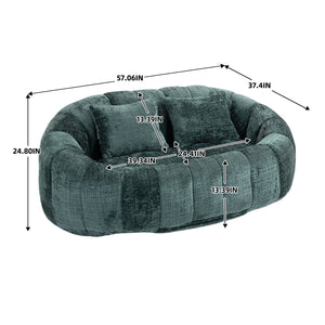 English Elm Bean Bean Bag Sofa High-Density Memory Foam Two-Seater Lounger High Back Chenille Cozy Support Emerald W395P181435
