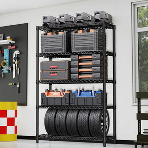 English Elm 1750 Lbs Carbon Steel Five Tier Wire Shelving Unit Heavy Duty Garage Storage Rack Black W5386P480703