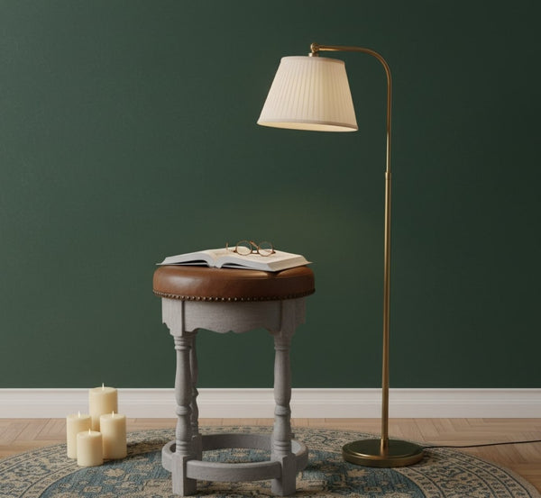 English Elm Artisan Solid Mango Wood Accent Stool Acid Wash Finish Handcrafted Rustic Appeal B182P431449