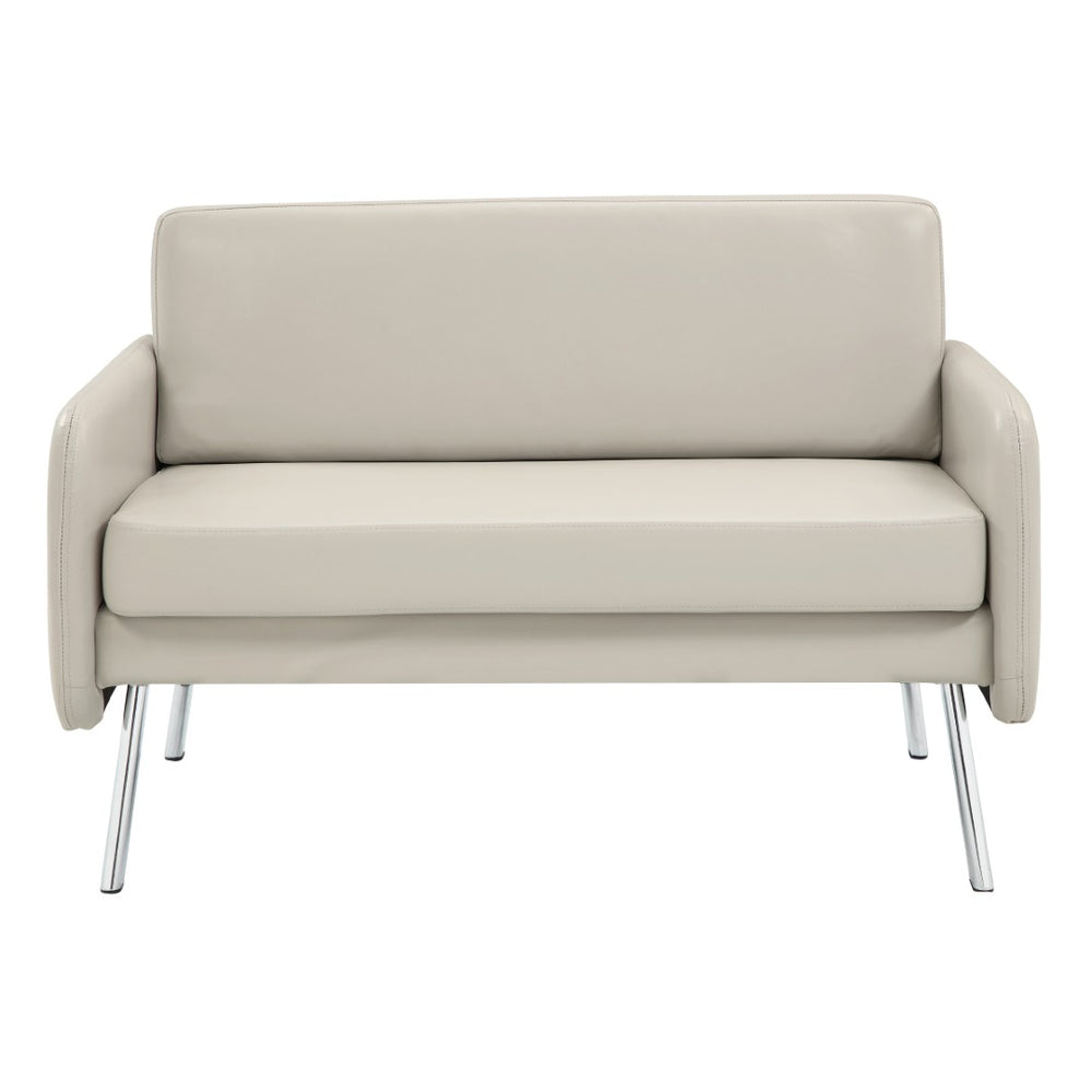 OSP Home Furnishings Lounge Faux Leather Loveseat with Chrome Legs for Modern Lobbies and Reception Areas SL5602-PD28