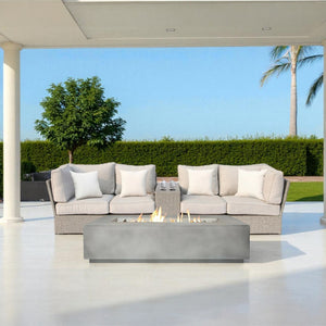 English Elm 4-Person Wicker Patio Seating Group With Fire Pit & Cushions – Fully Assembled For Year-Round Enjoyment B120S00256