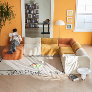 English Elm Modular Teddy Fleece Cloud Sectional Legless Sofa for Living Room Apartment W1765S00128
