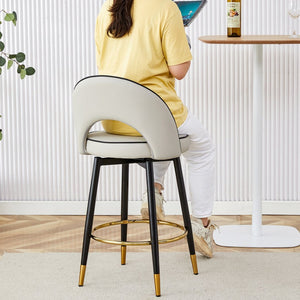English Elm 360 Swivel Pu Leather Barstools Set of Two with Matte Black Legs for Kitchen or Bar W1151P265583