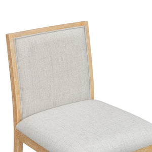 English Elm Trexm Six Piece Farmhouse Dining Set Wire Brushed Oak Veneer Table Linen Chairs Bench Natural ST000155AAN