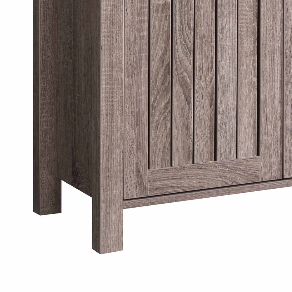 English Elm Shoe Storage Cabinet with Vented Slatted Doors Four Shelves Holds 20 Pairs B056P416992