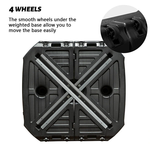 English Elm Patio Umbrella Base with Wheels — 440LB Square HDPE Sand/Water Fillable, Rust-Resistant, Portable W1859P336106