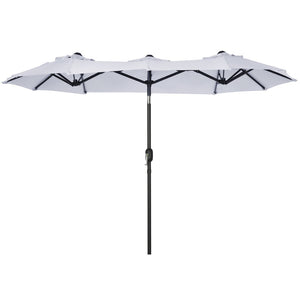 English Elm Outsunny 9.5' Double-Sided Patio Umbrella With Tilt & Crank, Large Canopy For Outdoor Shade & Style W2225P200475-GIGA