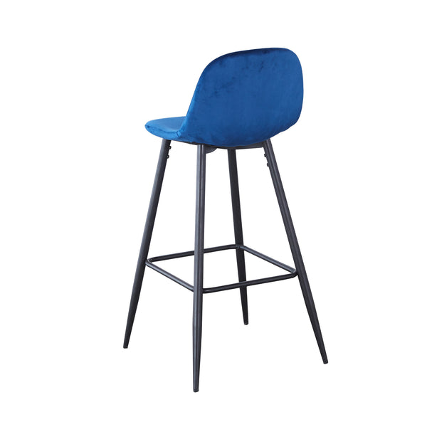 English Elm Bar Velvet Counter Stools Set of 2 30" Ergonomic Back Support Velvet Seats Sturdy Metal Legs & Footrest Stylish Durable Assembly Ready Blue B205P205646