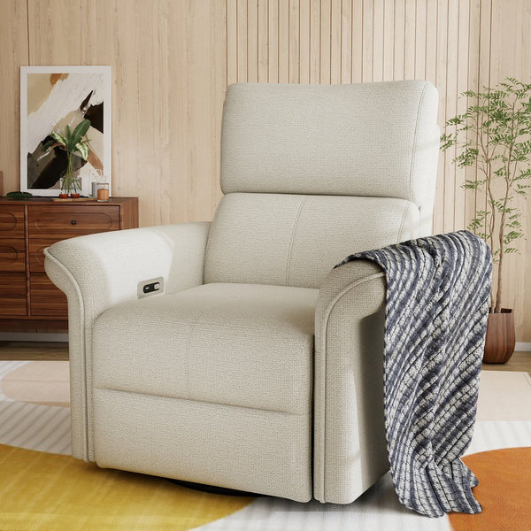 English Elm Power Power Swivel Rocker Recliner Chair with Wide Armrests, Dual USB Charging Ports, Compact Comfort Gray W1028S00054