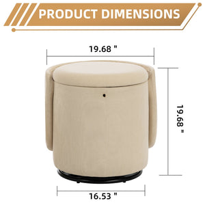 English Elm Stylish Barrel Swivel Accent Chair Upholstered Seat with Storage for Vanity or Dining W3248P424639
